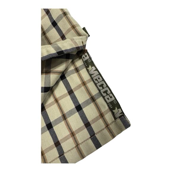 Vintage Y2K Mecca Men's Polyester Rayon 2XL Tan Plaid Long-Sleeve Streetwear - Picture 10 of 11